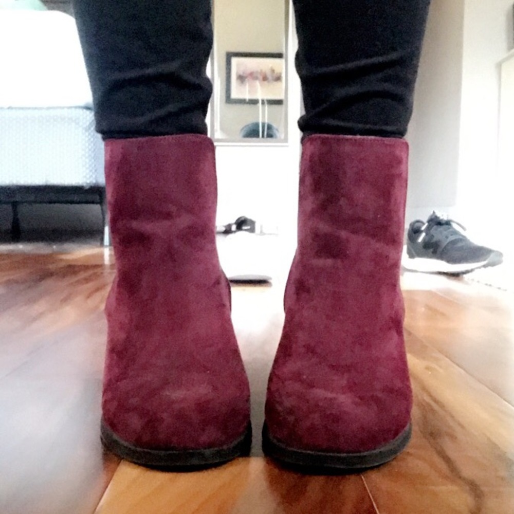 Maroon Wedge Booties